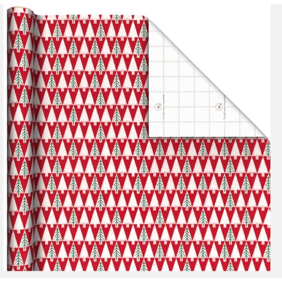 Hallmark Wrapping Paper Christmas Triangle Trees 22.5 sq ft Roll Holiday Gift - Picture 2 of 5